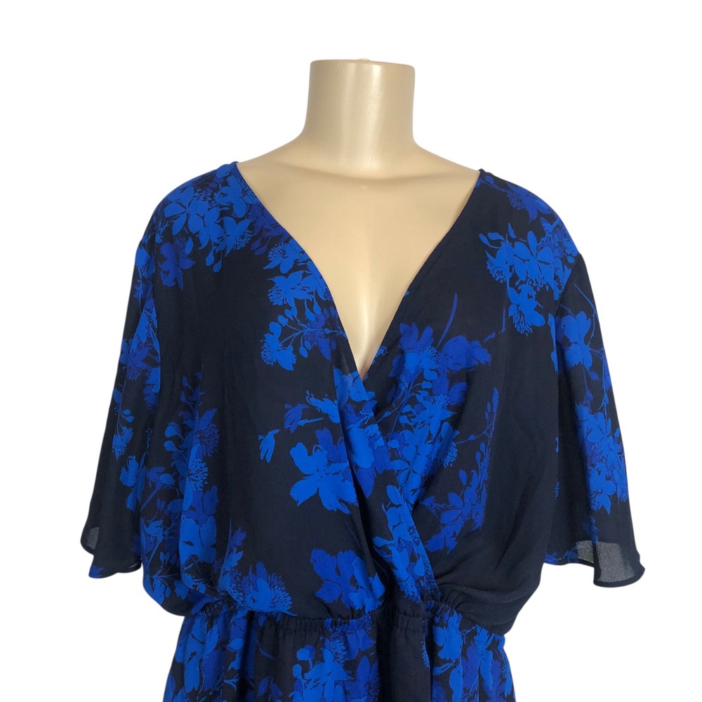 Worthington Floral Print Surplice Kimono Top Blouse Size 2X Faux Wrap V-Neck - Picture 3 of 9